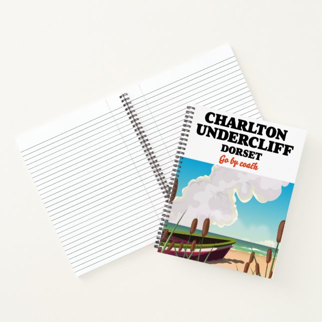 Charlton Undercliff Beach, Dorset travel poster Notebook (Inside)