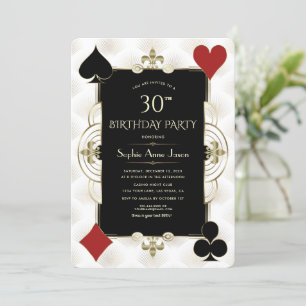 Charm Art Deco Casino Poker Woman 30th Birthday  Invitation