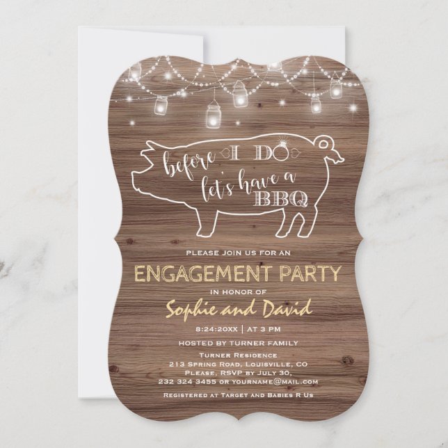 Charm Before I DO'S Old Barn Engagement Party Invitation (Front)
