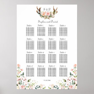 Charm Blush Cream Flowers Antlers Seating Chart