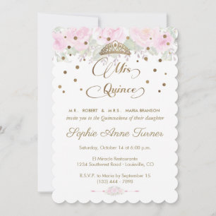 Charm Blush Rose Garden Mis Quince Quinceañera Invitation