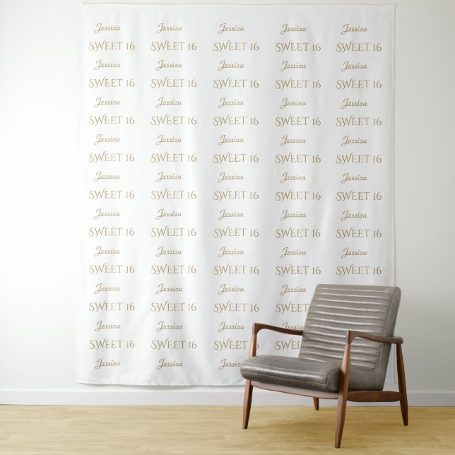 Charm Bush Flowers Sweet 16 Step & Repeat Backdrop Tapestry (In Situ)