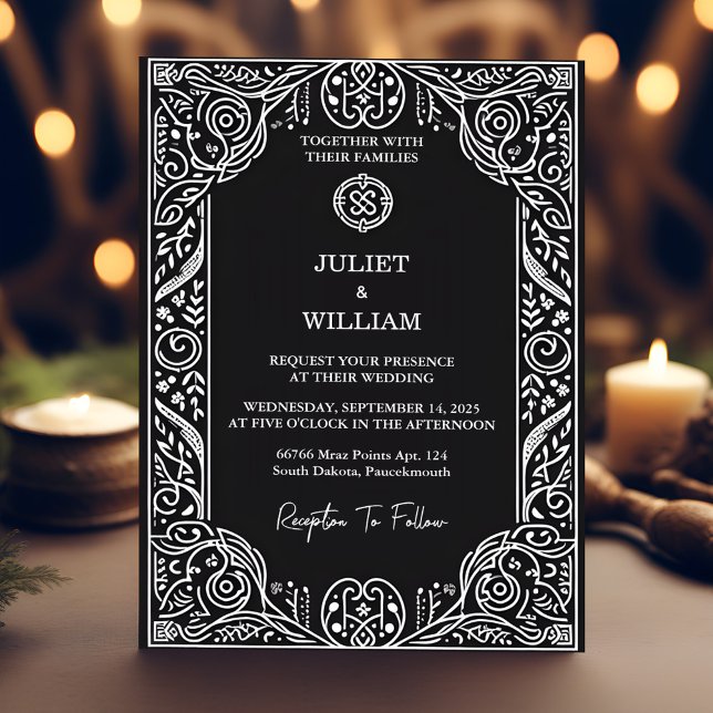 Charm Celtic Nordic Mediaeval Scroll Viking Weddin Magnetic Invitation (Creator Uploaded)