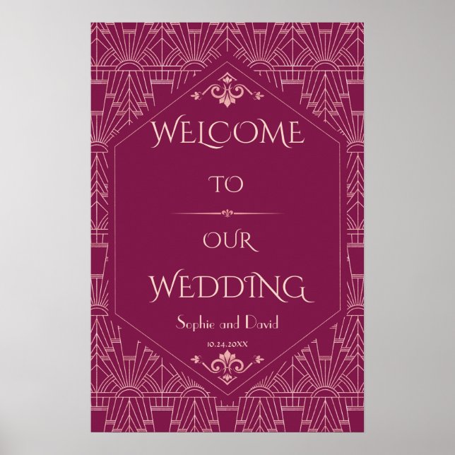 Charm Cooper Great Gatsby Wedding Welcome Sign (Front)