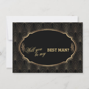 Charm Great Gatsby Art Deco Wedding BEST MAN Invitation