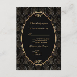 Charm Great Gatsby Vintage Art Deco Wedding RSVP Card