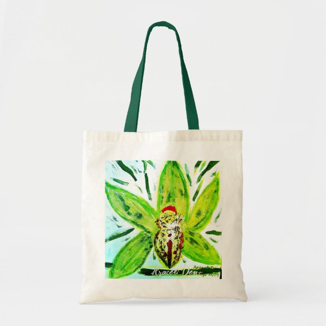 Charm Green Cymbidium Orchid Tote Bag (Front)