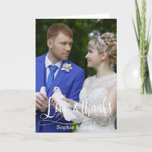 Charm Handwriting Wedding Photo Thank You Script. Card