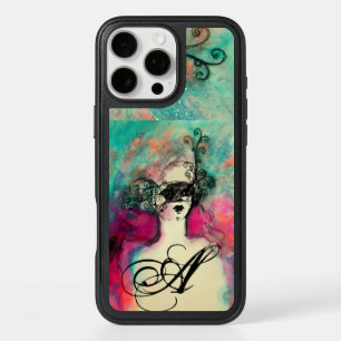 CHARM /Lady With Mask Monogram Pink Teal Green