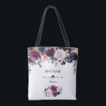 Charm Lavender Navy Blue Floral Bloom Bridesmaid Tote Bag<br><div class="desc">Charming card design featuring gorgeous watercolour lavender & navy blue flowers bouquets, floral divider, beautiful handwriting script and special fonts. It could be a great choice for any season wedding, especially, for fall weddings and winter. Use Customise tool to add your info, make changes. For matching items, please, visit my...</div>