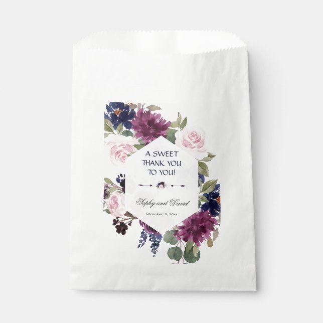 Charm Lavender Purple Floral Bloom THANK YOU Favour Bags (Front)