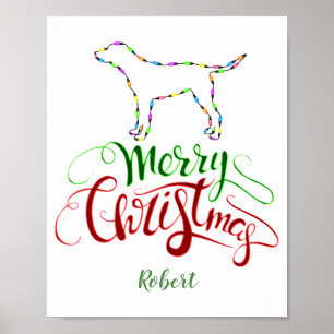 Charm Merry Christmas Light Bulbs Dog Monogram Tod Poster