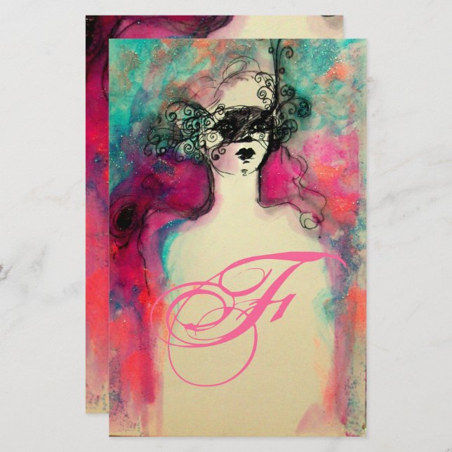 CHARM MONOGRAM BEAUTY FASHION  STATIONERY (Front/Back)