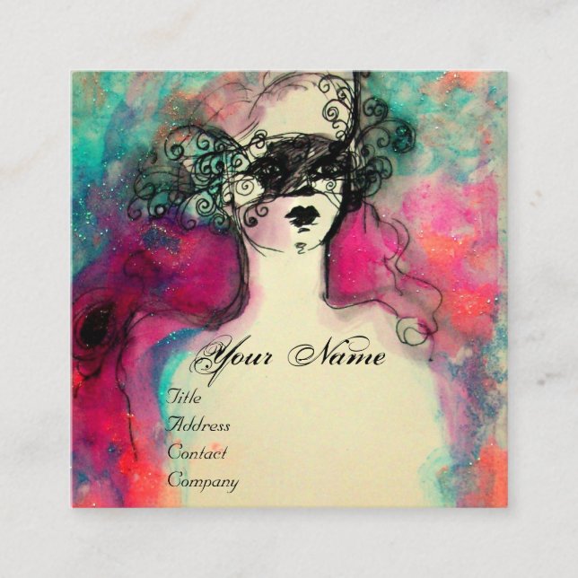 CHARM MONOGRAM / Mysterious Beauty Square Business Card (Front)