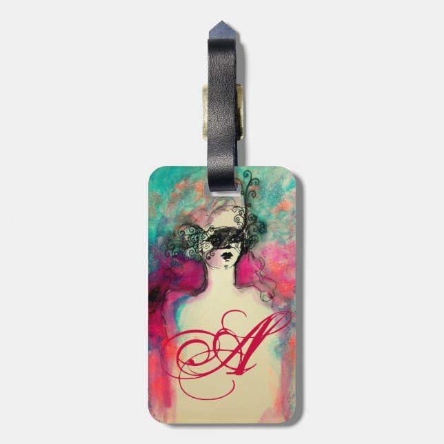 CHARM MONOGRAM / Mysterious Beauty with Mask Luggage Tag (Back Vertical)