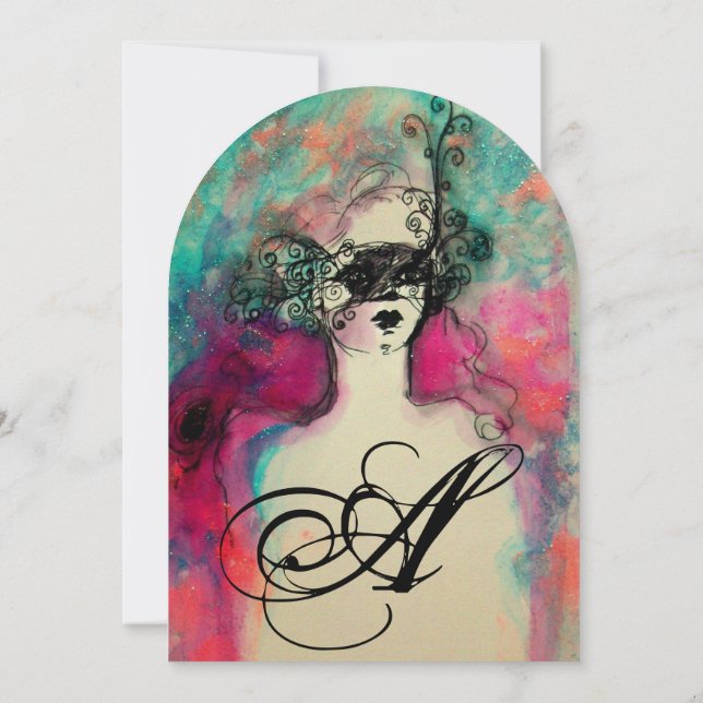 CHARM MONOGRAM , Sweet 16 Masquerade Party Invitation (Back)