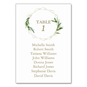 Charm Olive Leaves Gold Baptism Seating Chart Table Number