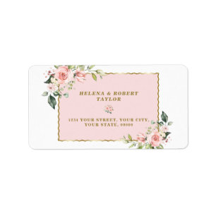 Charm Pink Blush Flowers Gold Holy Communion Label
