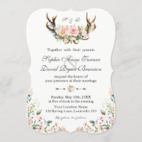 Charm Pink Cream Floral Antlers Wedding