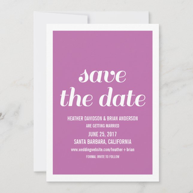 Charm Save the Date Invite, Fuchsia Invitation (Front)