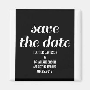 Charm Save the Date Magnet, Black Magnet