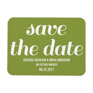 Charm Save the Date Magnet, Olive Green Magnet