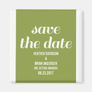 Charm Save the Date Magnet, Olive Green Magnet