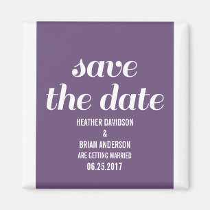 Charm Save the Date Magnet, Purple Magnet