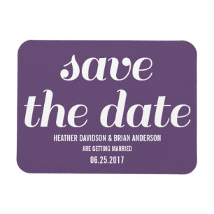 Charm Save the Date Magnet, Purple Magnet