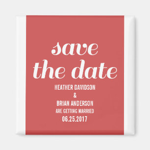 Charm Save the Date Magnet, Red Magnet