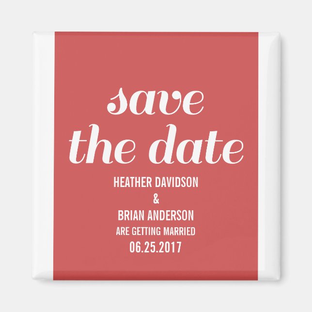 Charm Save the Date Magnet, Red Magnet (Front)