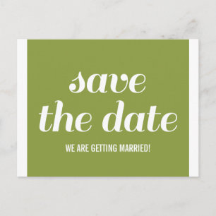 Charm Save the Date Postcard, Olive Green Announcement Postcard