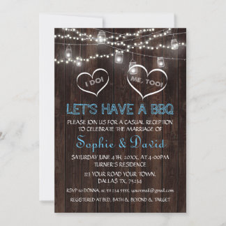 Charm Vintage String Lights Old Barn I DO BBQ Invitation
