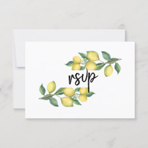 Charm Watercolor Lemon Tropical Wedding RSVP Card