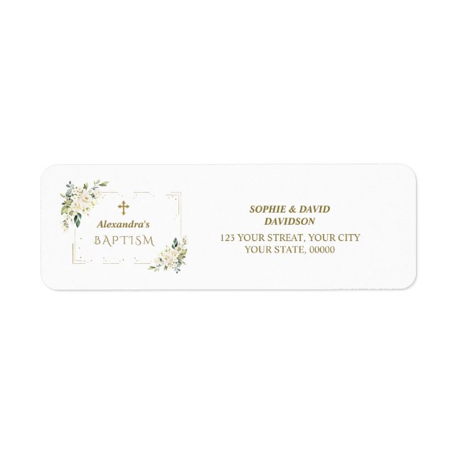 Charm White Floral Monogram Return Address Label (Front)
