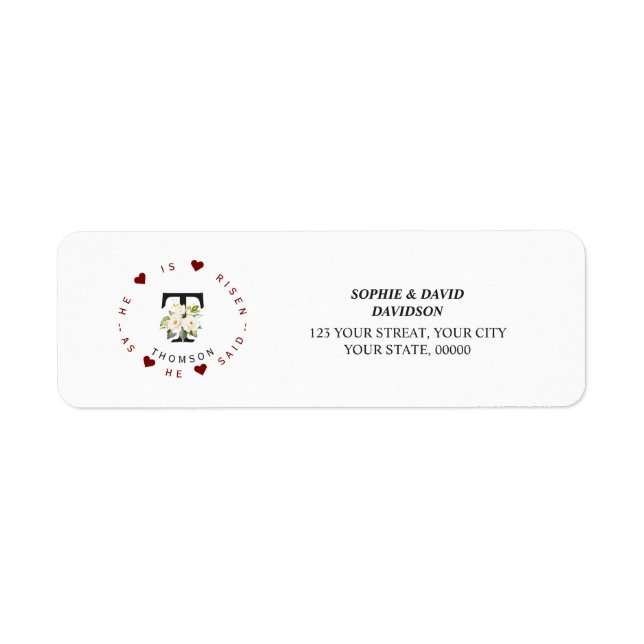 Charm White Floral Monogram Return Address Label (Front)
