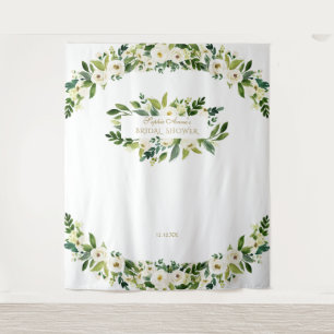 Charm White Flowers Bridal Shower Photo Booth Prop Tapestry