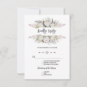 Charm White Flowers Frame Wedding RSVP Card