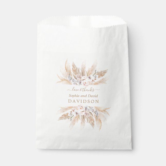 Charm White Orchid Pampas Grass Wedding  Favour Bags (Front)
