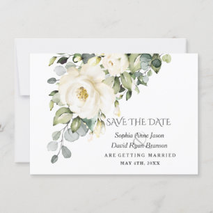 Charm White Watercolor Flowers Bloom Wedding Save The Date
