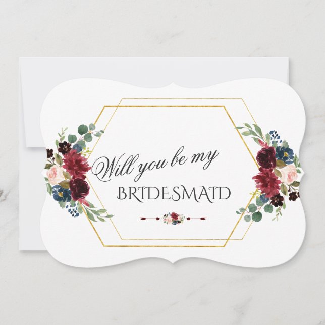 Charm Winter Wreath Will You Be My Bridesmaid Invitation (Front)