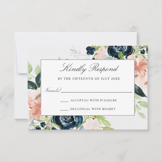 Charmed Watercolor Floral Wedding Response Card (Front)
