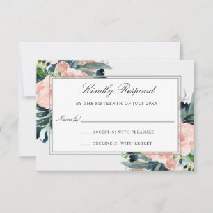 Charmed Watercolor Floral Wedding RSVP Card