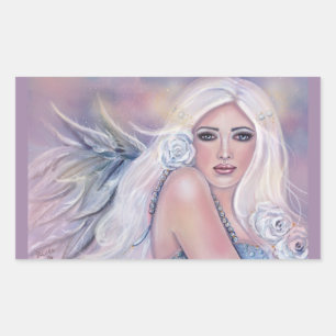 Charmeine Heavenly angel art by Renee Lavoie  Rectangular Sticker