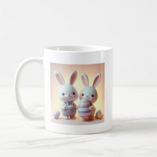 Charming 3D Easter Bunny with Festive Egg Coffee Mug