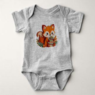Charming 3D Layered Paper Cut Fox with XOXO Patter Baby Bodysuit