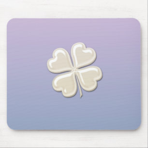 Charming adorable chic pearl lucky shamrock mouse pad
