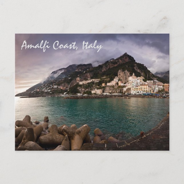 Charming Amalfi Coast, Italy Seaside Town Postcard (Front)