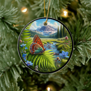 Charming American Copper Butterfly Ceramic Tree Decoration