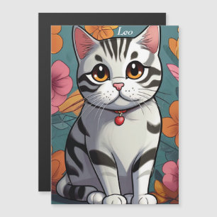 Charming American Shorthair Cat Floral Art